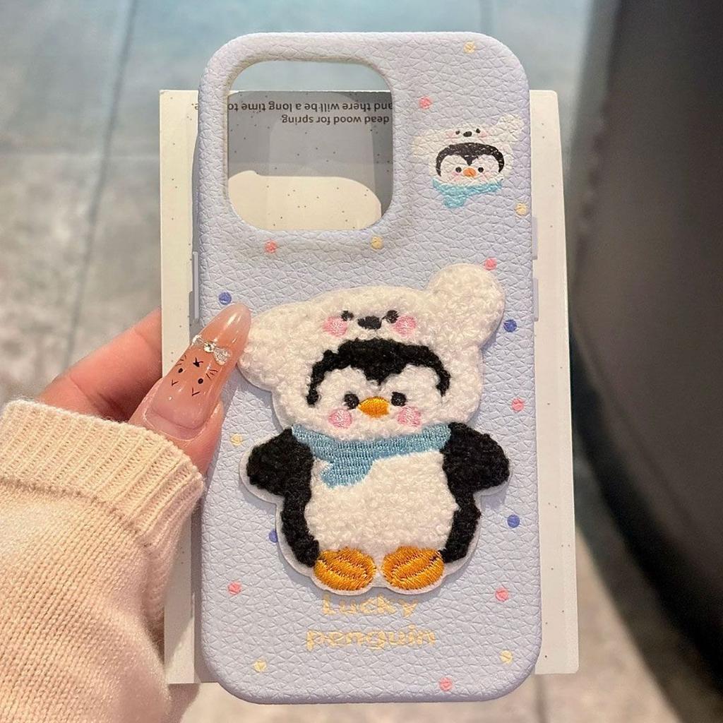 Embroidery Penguin Apple 11ProMax Mobile Phone Case iPhone11Pro New 11 Women's 11 Soft  11 Leather Pattern XR
