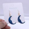 Korean Style Blue Moon Drip Oil Alloy Earrings