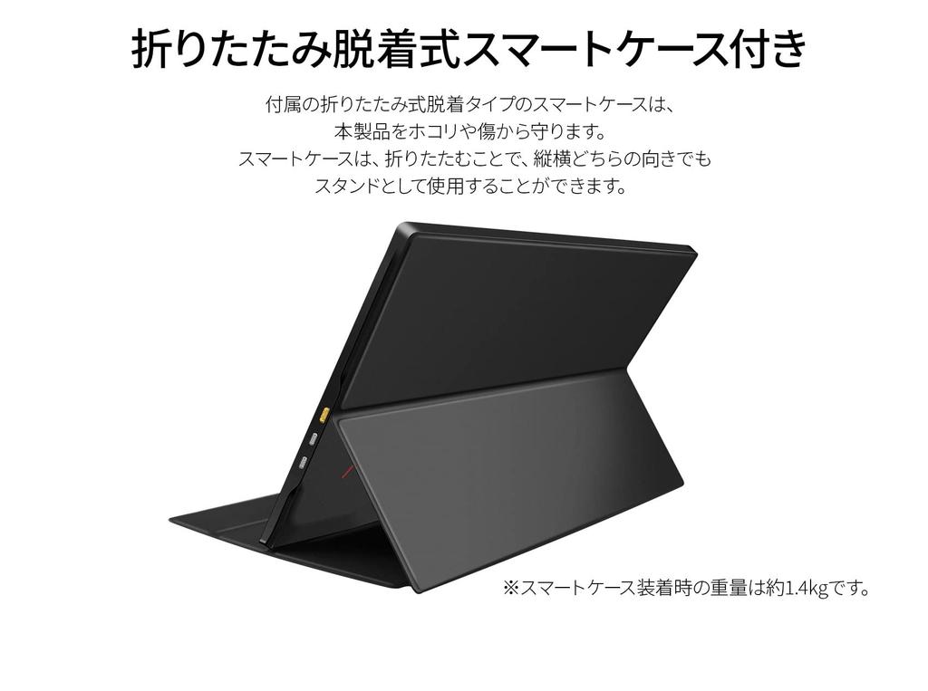 JAPANNEXT Mobile IPS Full HD 1920x1080 Smart Case Included Compatible with Mac for 17.3-inch Monitor, Panel, Resolution, (Type C, PCs, Built-in