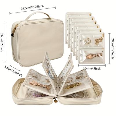 Foldable Jewelry Storage Organizer Bag Travel Jewelry Case Transparent Pouches for Necklaces, Bracelets Rings Watches Travel Use