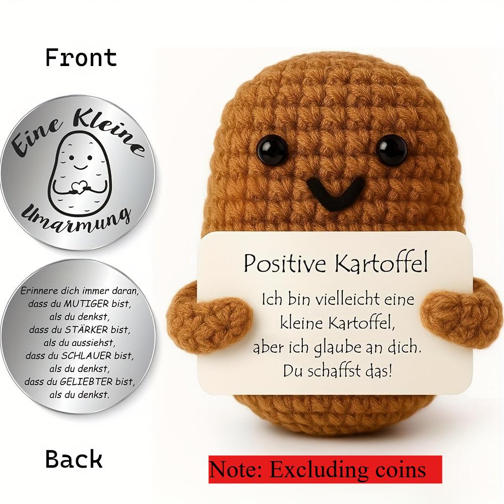 

Pocket Hug and Positive Potato Crochet Kit, Creative Knitting Wool Potato and Small Hug Lucky Charm, Courage Gift,Excluding coin