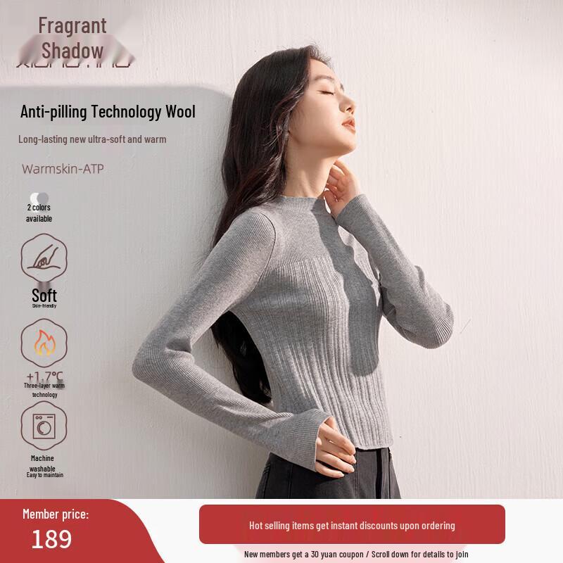 Women s Anti-Pilling Wool Blend Semi-High Collar Sweater M