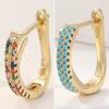 1 Pair of  Exquisite Inlaid Synthetic Zircon Golden Plated Hoop Earrings for Women Classic Vintage Banquet Jewelry Crafts