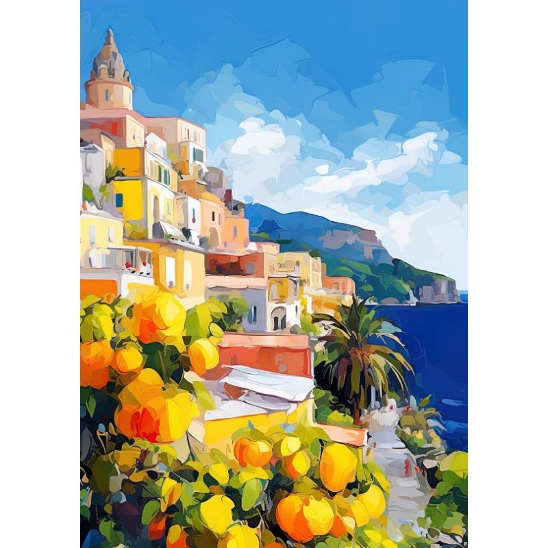 Amerika und Europa Reise Stadt Helles Landschaftsposter Mediterrane Szenerie Leinwandgemälde für Wohnzimmer Heimdekor