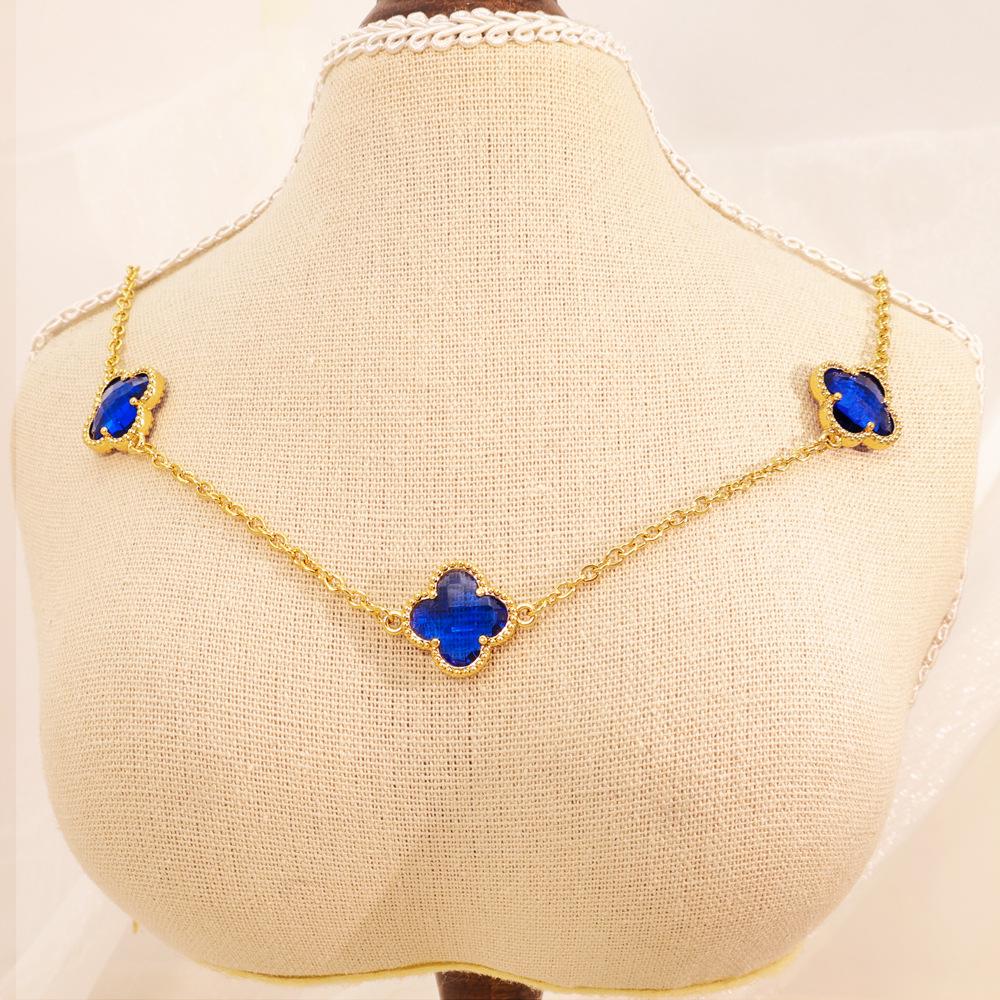 Fashion Lucky Clover Necklace Titanium Steel Necklace Sweater Chain Double-sided Necklace Accessories for Women