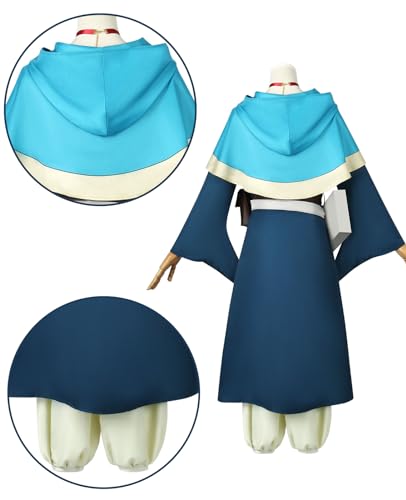 [NOKIJP] Marsil Cosplay Costume with Wig, Dungeon Meshi Cosplay, Marsil Cosplay One-Piece Dress, Dungeon Meshi Cosplay Costume for Adults, School Fest