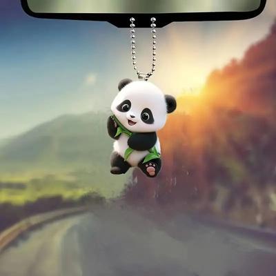 Neu Acryl flach 2D niedlichen Panda Anhänger Schlüsselanhänger Tasche Anhänger