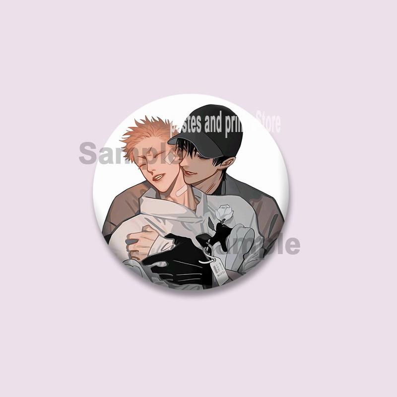 Manhwa BL Coreano Spilla a Moneta Cartone Animato Spille di Plastica Cartone Animato Mo Guan Shan He Tian Spilla Gioielli Regalo Zaino Cappello Accessori per Risvolto