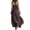 Bohemian Neckholder Maxikleid Lockere Passform Schulterfrei Ärmellos Langes Kleid Sommer Strandmode Lässiger Boho-Stil