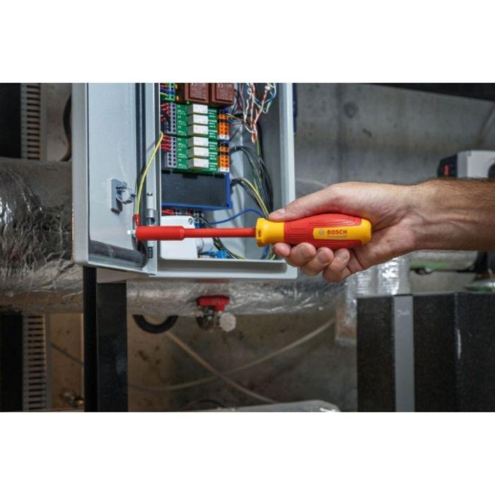 Set De Clés À Douilles VDE - BOSCH - 6 Pièces - 7-14 Mm - Certifié Jusqu'à 1000 V - Ergonomique