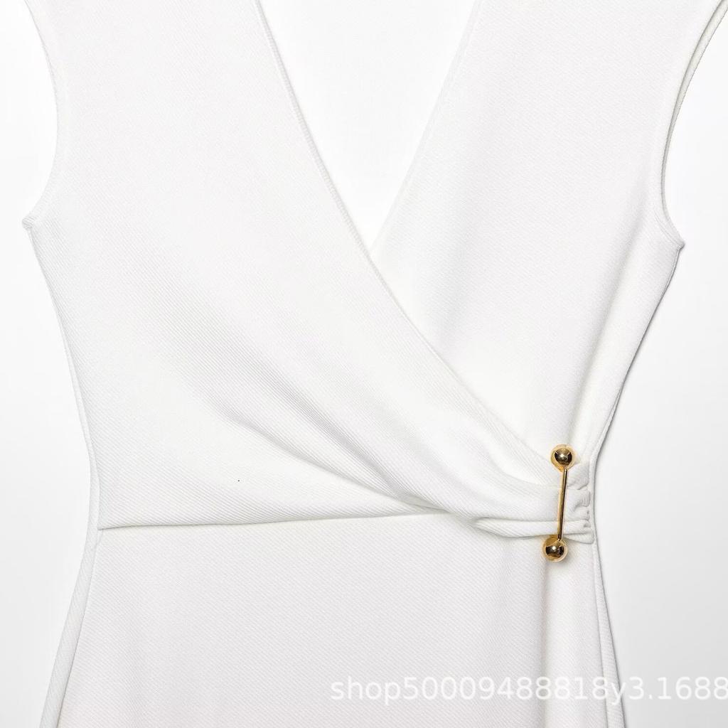 Wholesale Women's Clothing European and American Style Fashion Versatile Temperament Pin Midi Dress