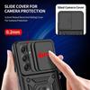 Case for Samsung Galaxy A25 5G, Black, Shockproof PC + TPU with Camera Protector and Rotating Stand + 2 Tempered Glasses