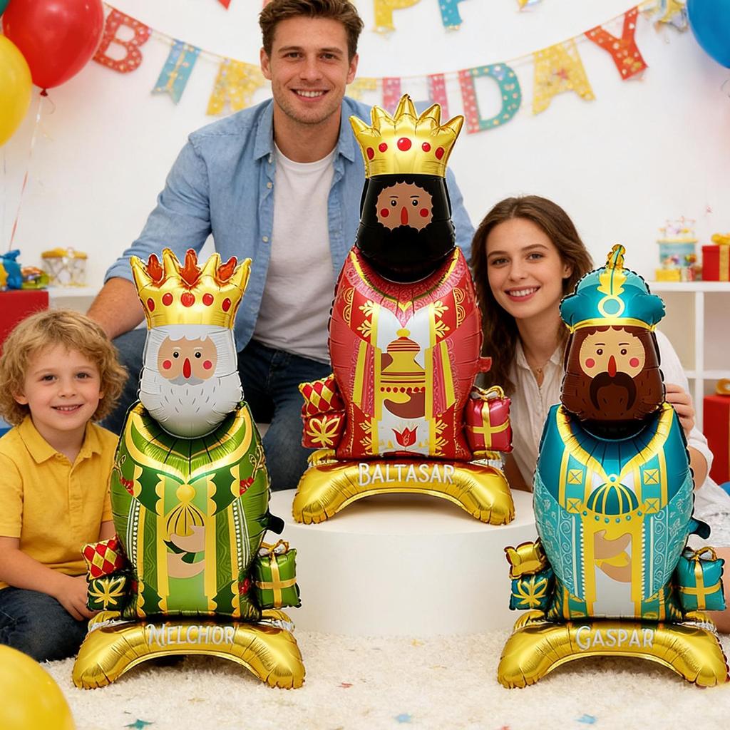 3PCS Kings Festival Balloon Theme Party Orange Face White Face Brown Face King Balloon Birthday Party Supplies Family Gatherings