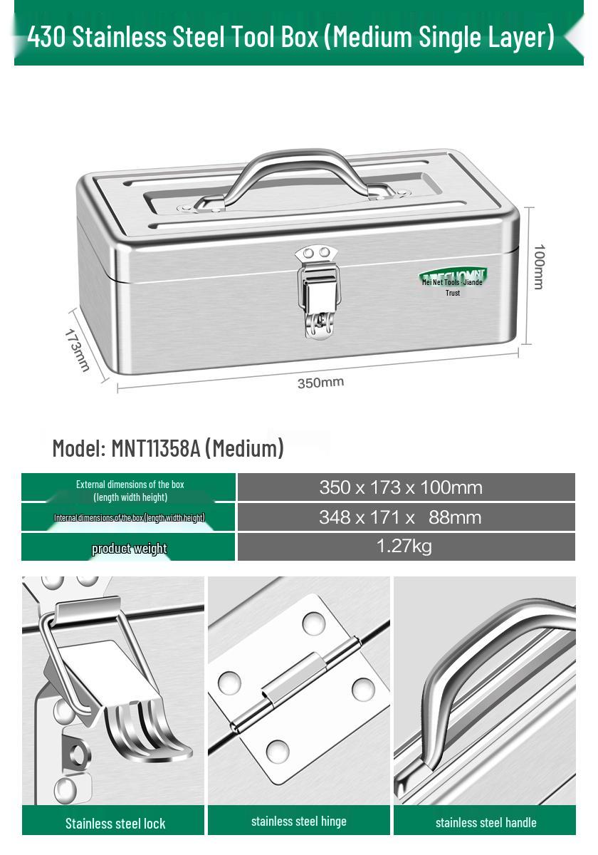Meinet Multi-functional Industrial Grade Stainless Steel Portable Tool Box