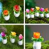 5pcs Resin Mini Flower Pot Crafts for Dollhouse Decoration - Small Bonsai Plant Pots with Toy Flowers for DIY Micro Scenes