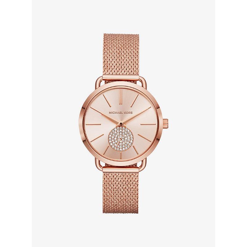 

Часы Michael Kors Portia с сетчатым ремешком, покрытие цвета розового золота, MK3845 розового золота