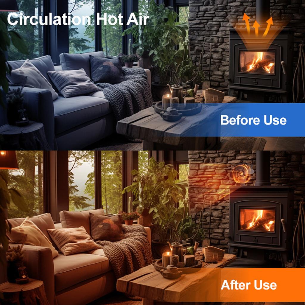 COMBIUBIU Wood Stove Fan 4 Fireplace Fan For Wood Burning Stove,Heat Powered Stove Fan Komin Log Wood Stove Accessories,Silent Circulating Warm