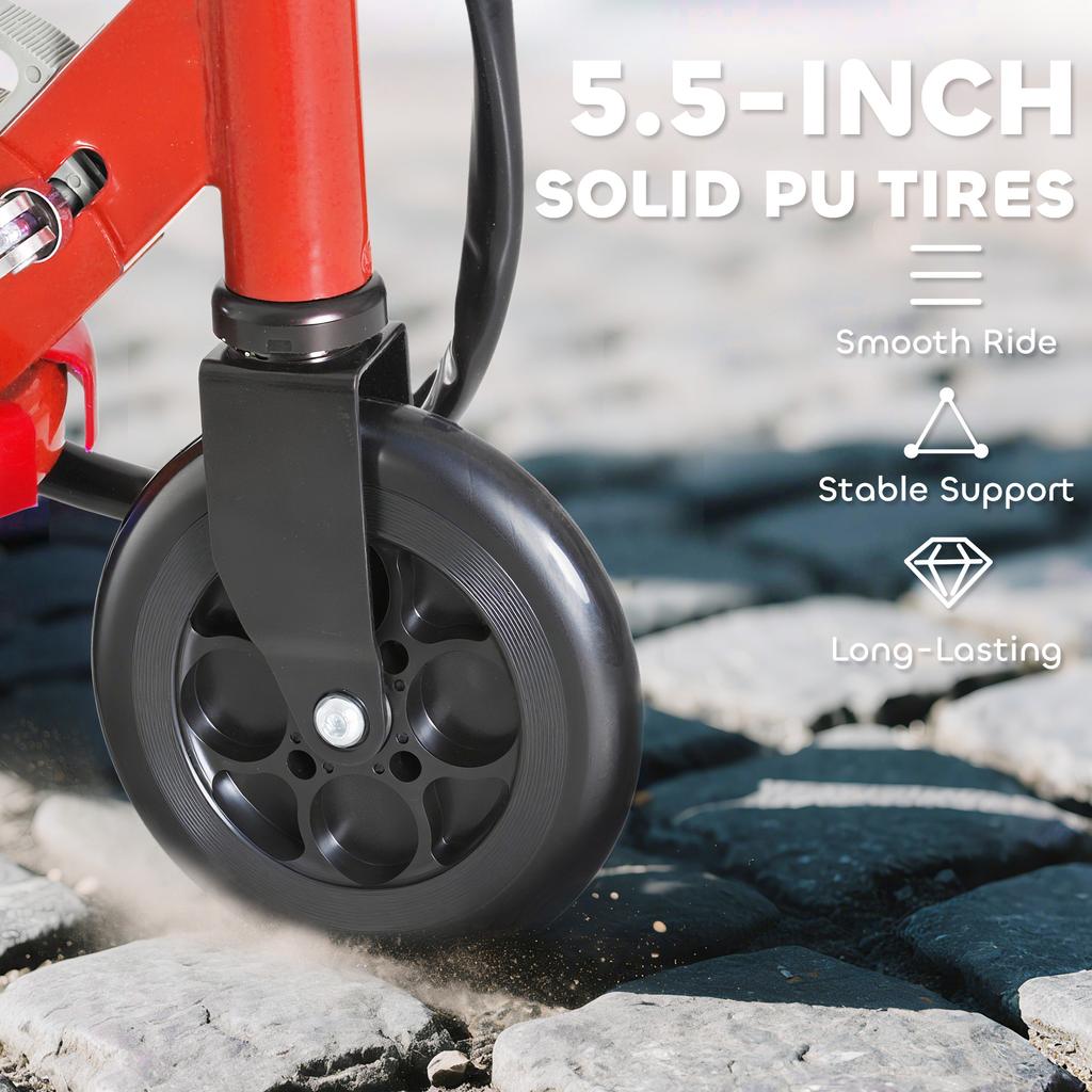 Foldable Electric Kids Scooter, Ride-on for Ages 7-14 Years, Red