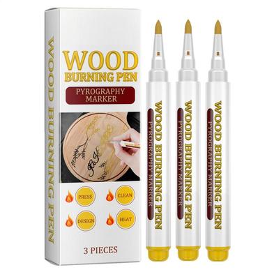 Wood Burning Marker Pen Wood Marker Pen for Drawing Waterproof Woodworking Drawing Pen for Walnut Basswood Birch and Poplar