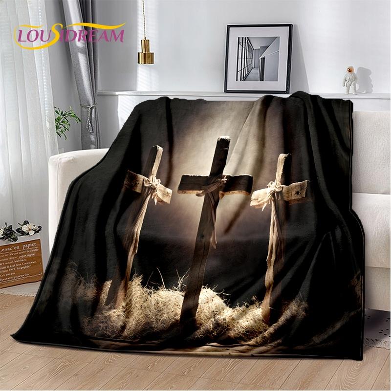 New 3D Pray Holy Bible Cross Jesus Soft Blankets,Keep Warm Throw Blanket Comfortable Blanket for Picnic Beds Sofa Home Bedroom