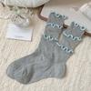 Women's Spring and Autumn Black Fungus Lace Boneless Mid Tube Pile Socks