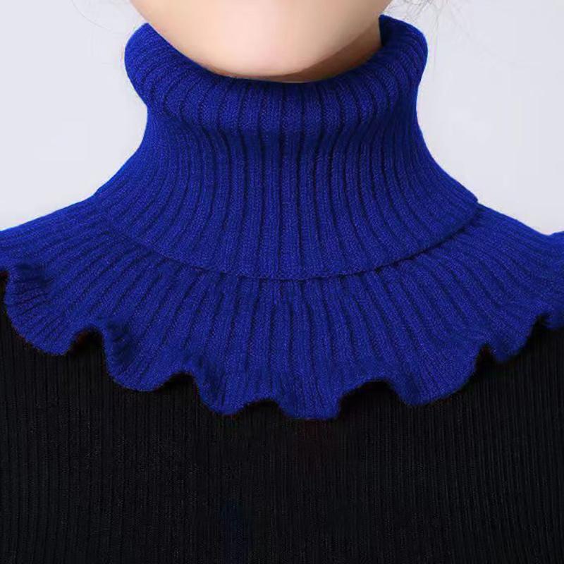 Fashionable Knitted False Neck Scarf Elegant Ruffle Edge Design Soft Thick and Warm for Women Fake Collar Detachable Scarf