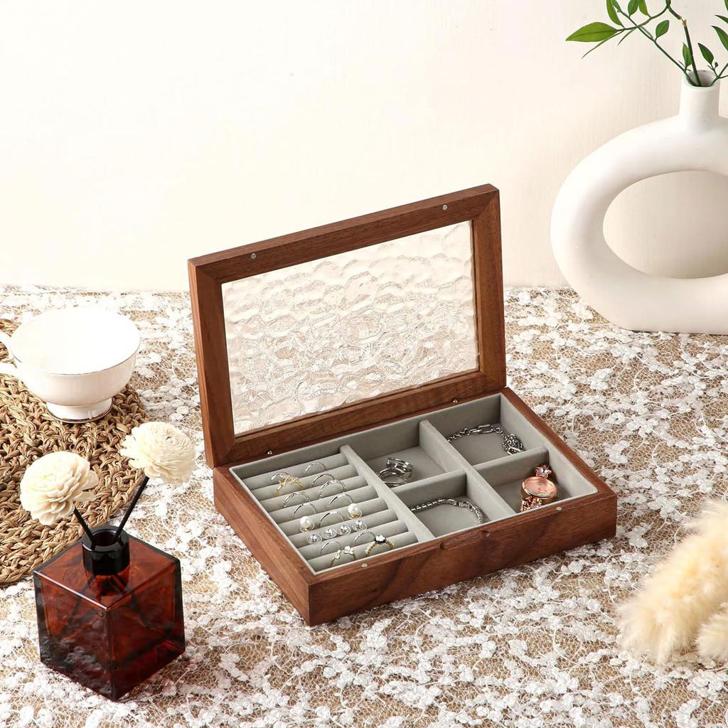 Sophisticated Wood Jewelry Casket Easy to Use with Organized Home Accessory for Various Trinkets Decoration Organization