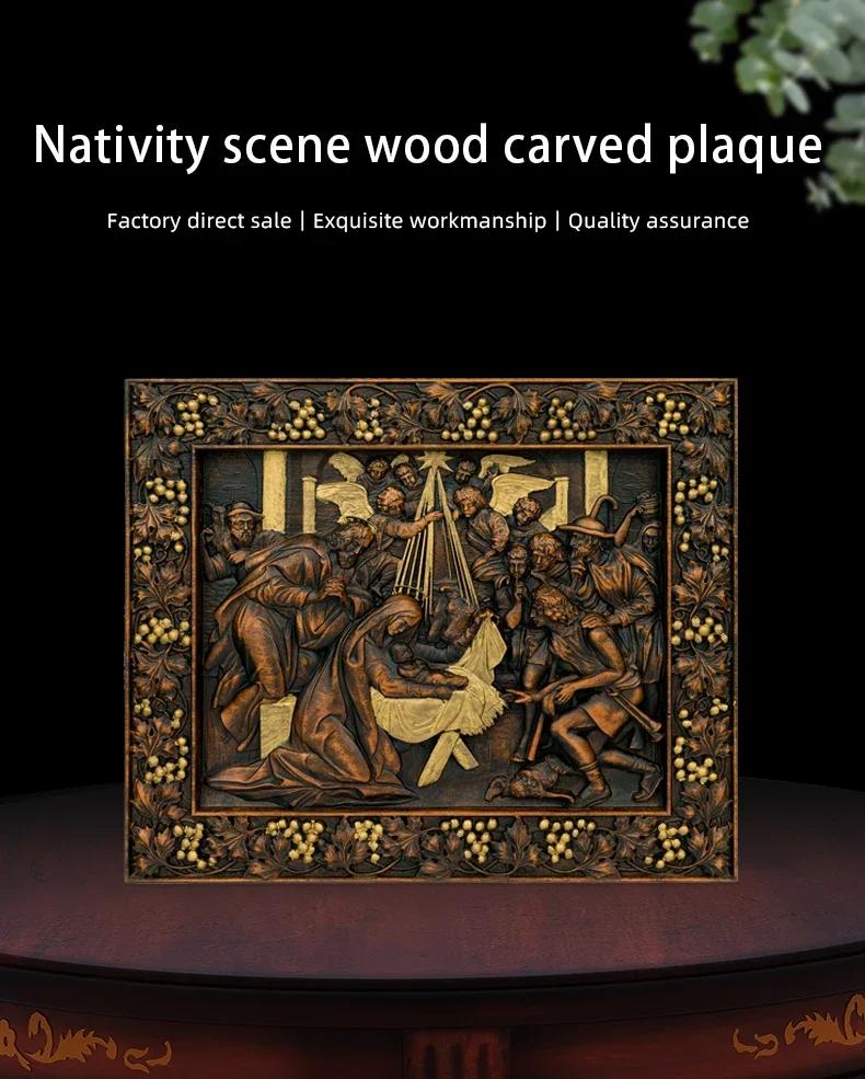Religiöses Wandbild aus Holz Krippenszene Geburt Jesu Heimwanddekoration Geschenk