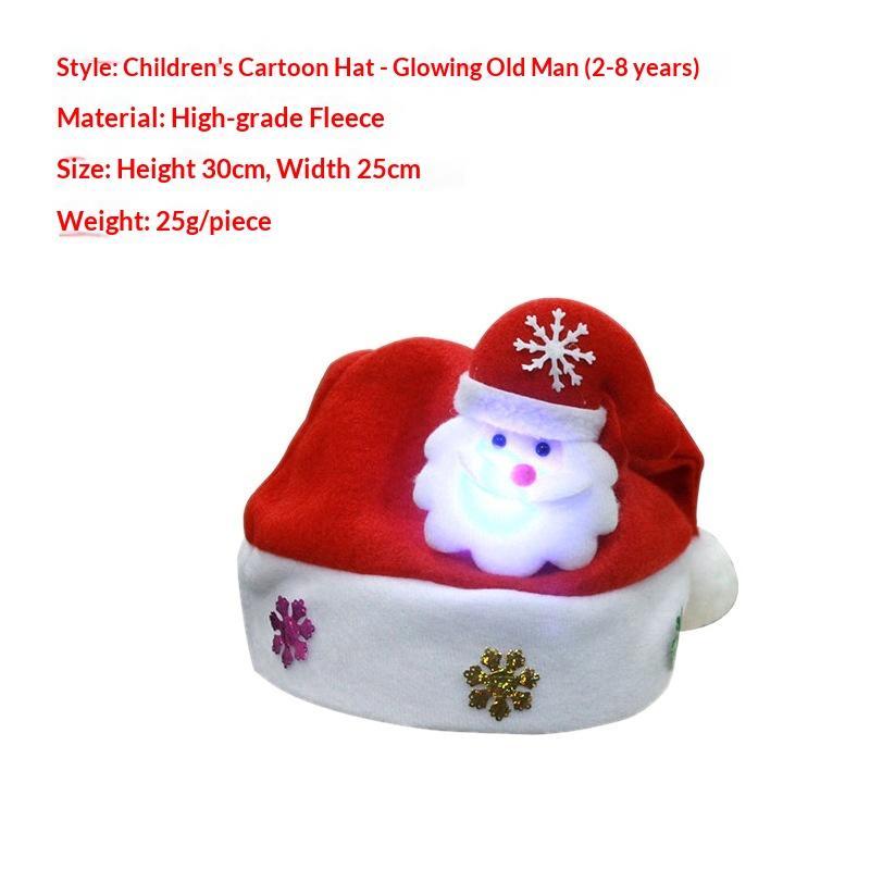 Soft Plush Christmas Santa Hats With Various Styles Led Glowing Design For Xmas Parties Holiday Events