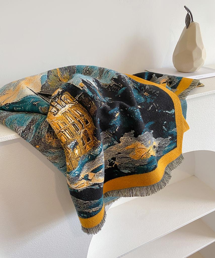 Luxury Horse Winter Cashmere Scarf Women Design Warm Pashmina Shawl Wraps Bandana Female Thick Blanket Soft Bufanda Foulard