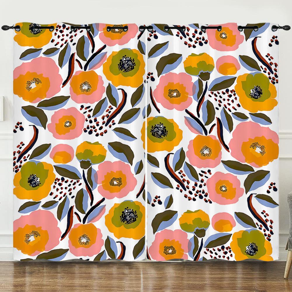 Vorhang Graffiti Blumen Und Pflanzen 3D Digitaldruck Verdunkelungsvorhang Ösen