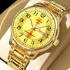 Fortilon Men's Automatic Luminous Waterproof Quartz Watch with Steel Band, Large Numbers