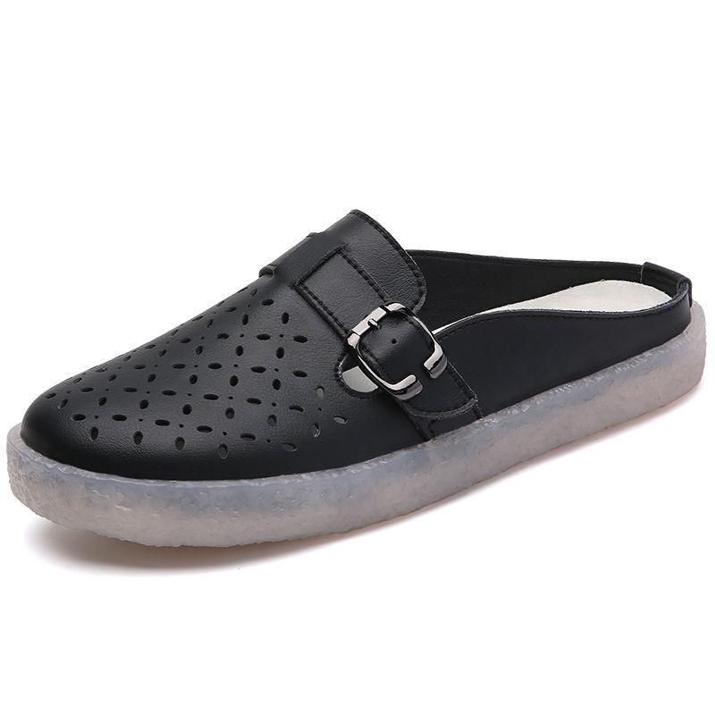 Baotou half slippers women's outer wear 2025 summer one-pedal comfortable hundred soft soles with hollow non-slip nurse cool slippers