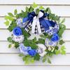 Blue And White Porcelain Dead Branch Wreath Blue Rose Simulation Wreath Outdoor Courtyard Decoration Door Hanging