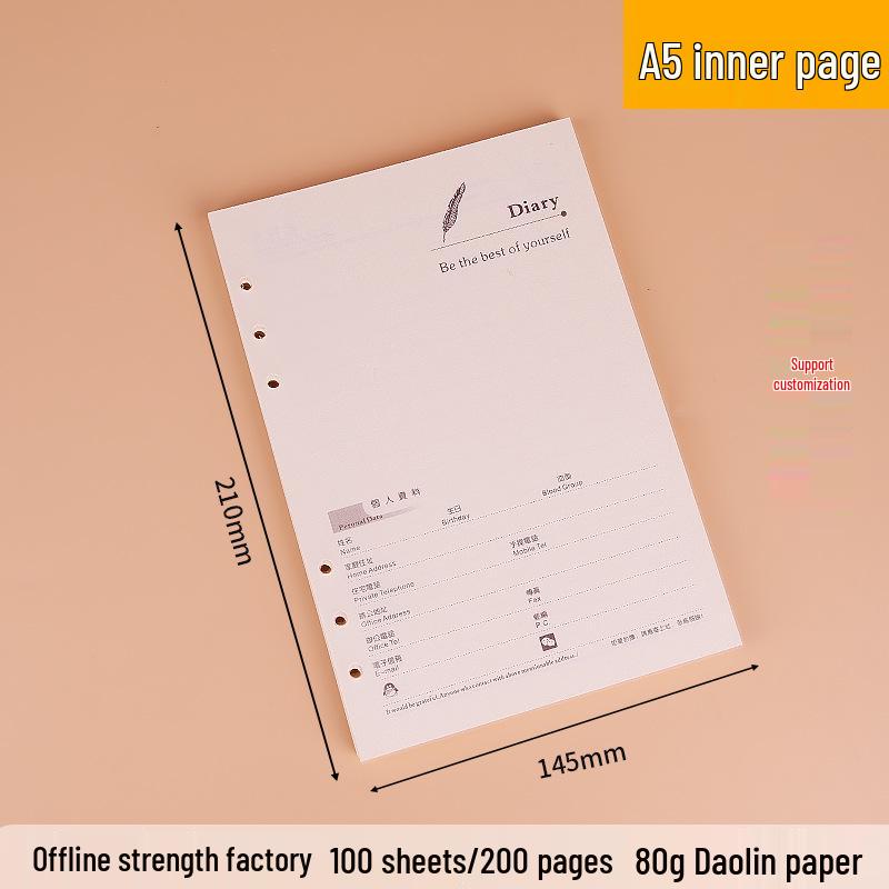A5 Loose-Leaf Notebook Gift Set: Business Diary with Hollowed 6-Hole Design and Customizable Logo A5