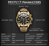 Men's Chronograph Quartz Sport Watch Waterproof Wristwatch with Leather Strap Rotating Bezel Alloy Case and Date Window
