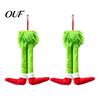 Fluffy Elf Leg Car Decoration 2Pcs Christmas Green Decoration, Plush Long Hair Hanging Red Ornaments Ornament for Home Fireplace Tree Decor,