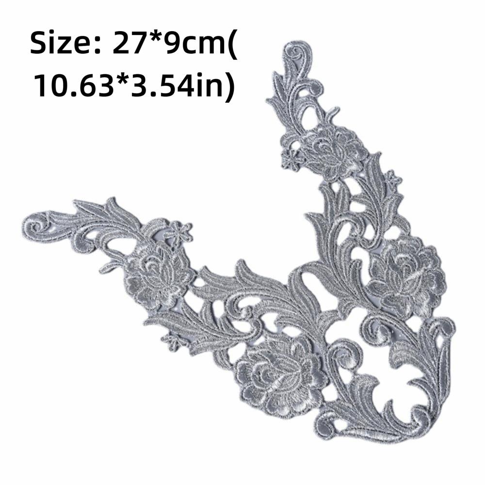 1Pair Fashion Polyester Lace Applique Gold Flower Embroidery Patch Lace Material Flower Patch Wedding Decoration