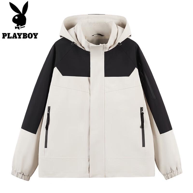 PLAYBOY Unisex Colorblock Hooded Windbreaker Jacket 3XL