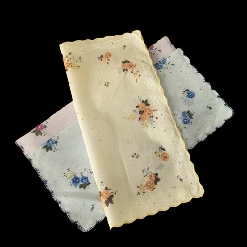 Lady Square Handkerchief Cloth Flower Women Child Print Face Hand Towel Hanky Wedding Christmas Gift