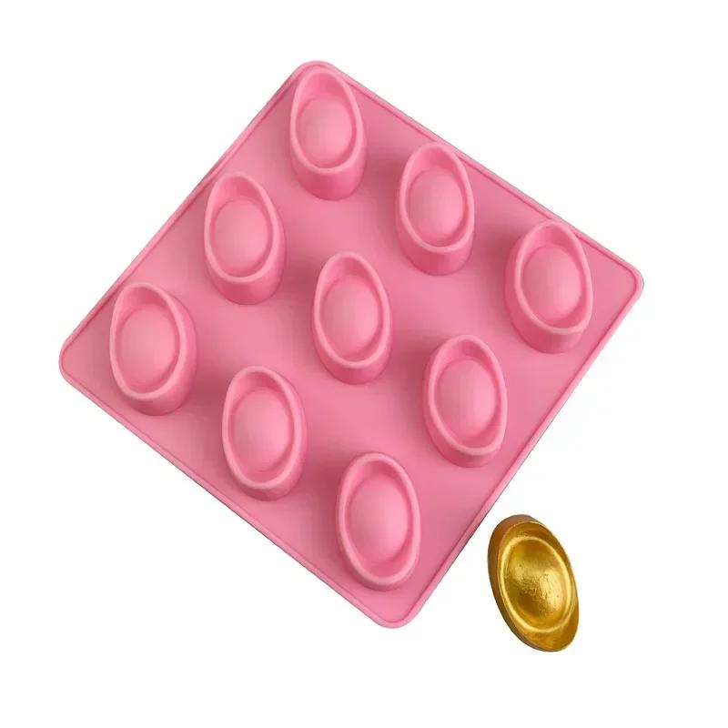 

Hot 9 Even Ingots Silicone Molds Yuanbao Chocolate Fondant Cake Decor Baking Molds Summer Ice Grid Making Tray Candle Molds розовый