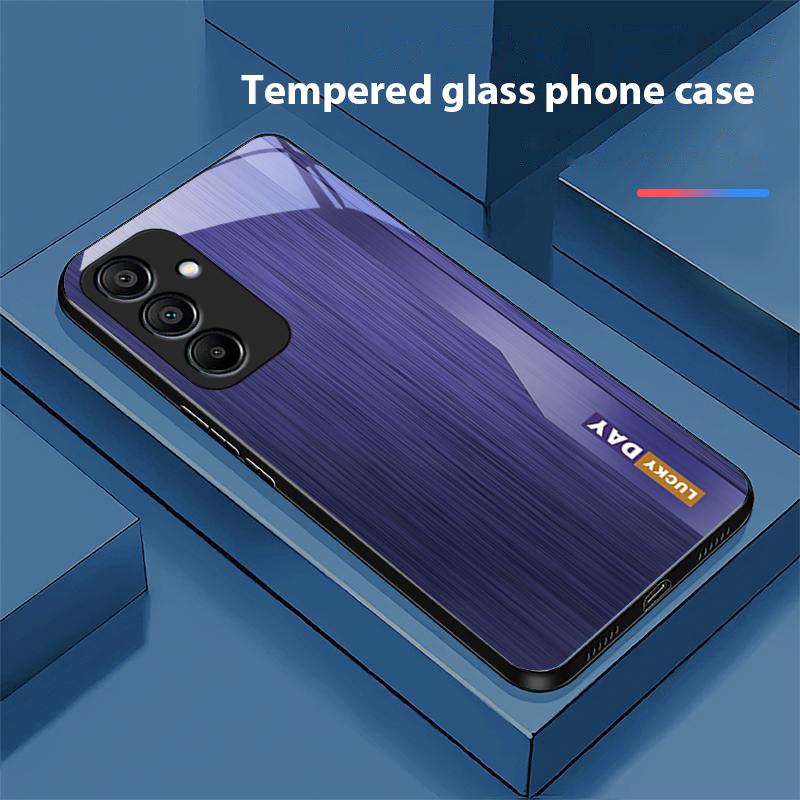 Holzmaserung Gestreift Blau Für Samsung Galaxy A15 5G 54 4G 51 50 24 35 90 71 12 51 53 52S 80 22 34 Schwarz Gehärtetes Glas Handyhülle