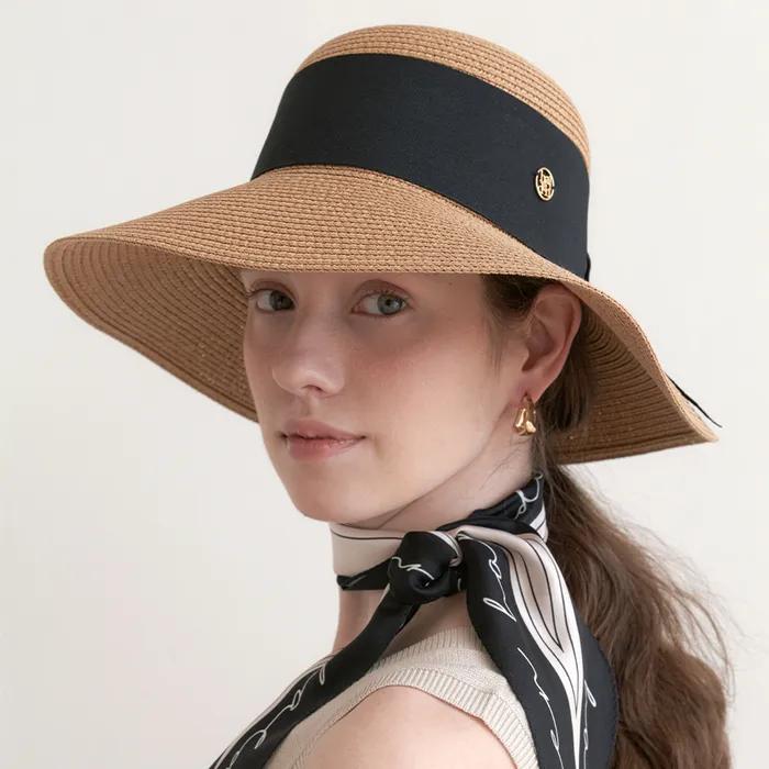 long visor ribbon cloche hat (C051_beige)