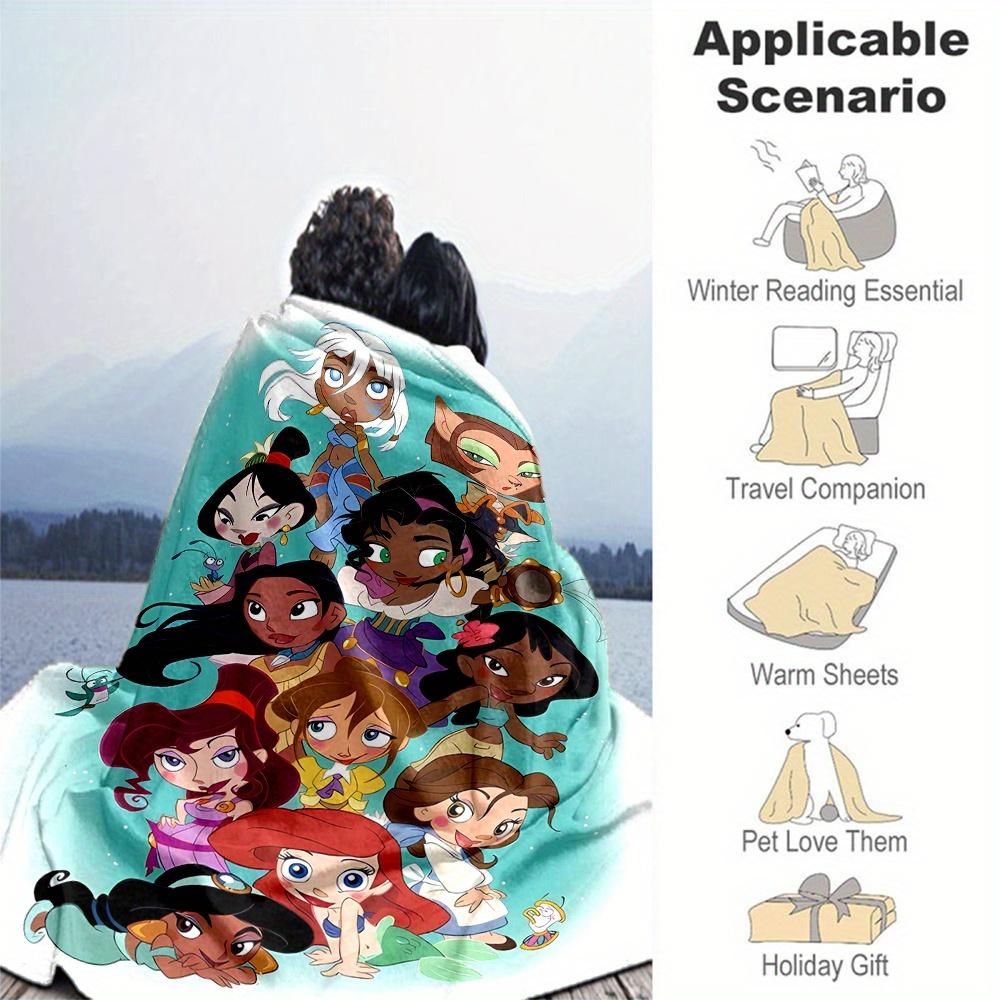 1pc, Disney Cute Princesses Cartoon Blanket Seasonal Home Decor Gift for Fans, Soft Throw Blanket for Couch, Living Room, Travel, Camping