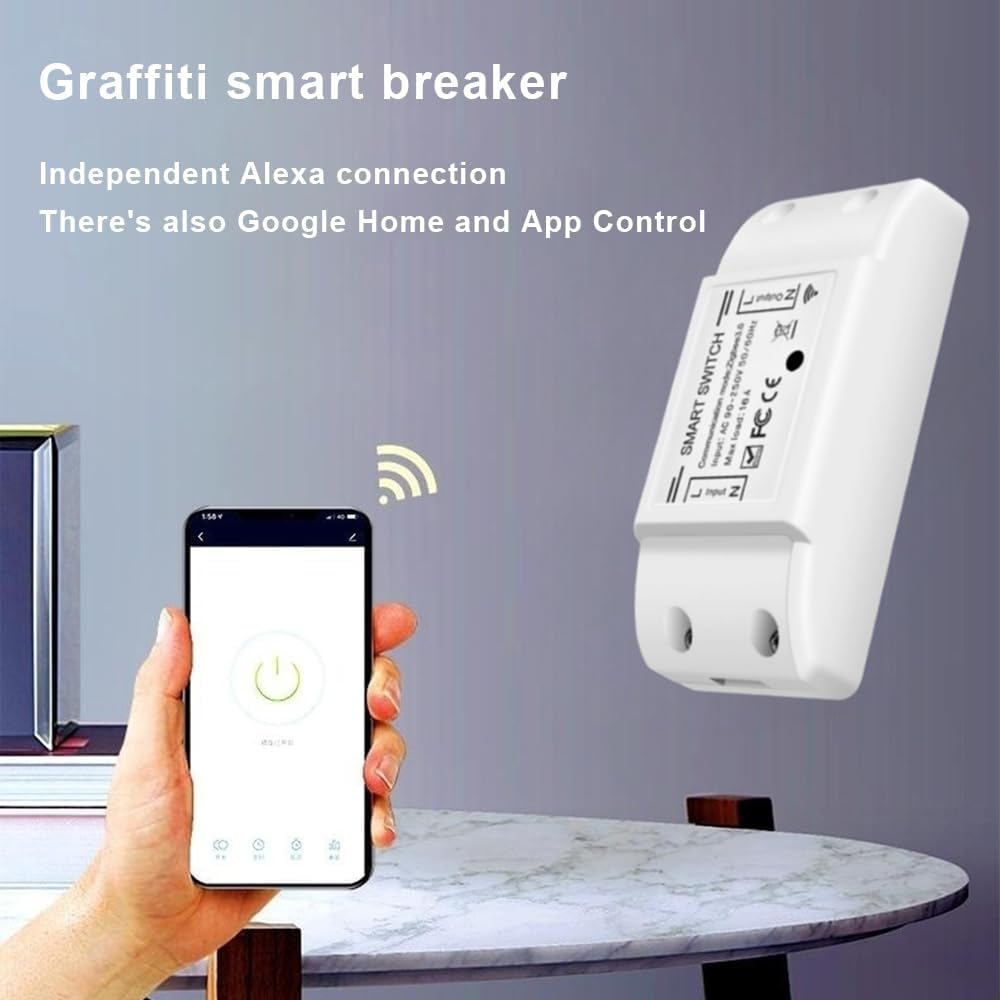 3Pcs WiFi and BT Smart Switch Relay 10A 2200W Dual-Mode On/Off Device Voice Tuya APP Remote Control Timing Switch Smart Home Voice Control for