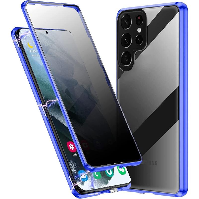 Geeignet für Samsung S25ultra Anti-Peeping Handyhülle Magneto 24 23 22 Doppelseitiges Glas Metall Magnetische Hülle