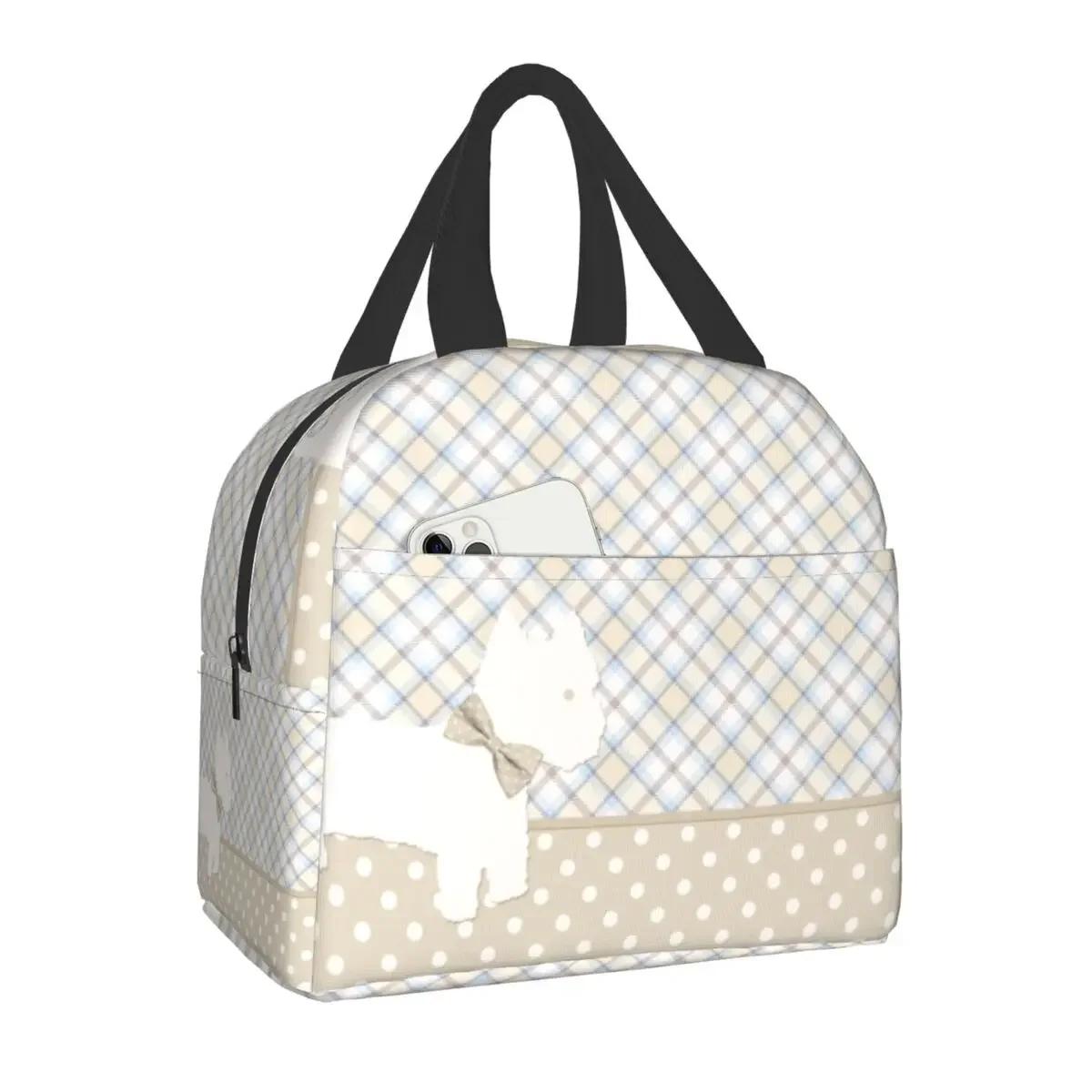 

Милая собака Вест-хайленд-уайт-терьера, утепленная сумка для обеда для женщин, многоразовая, Westie Puppy Cooler, термобокс для обеда для кемпинга и путешествий 22x20x13CM