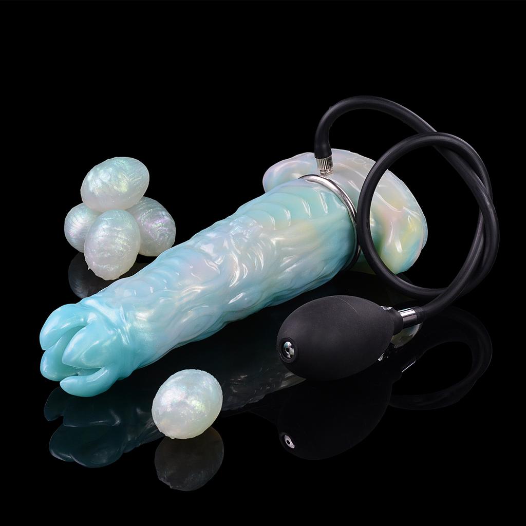 ELKKOST Blue Pneumatic Ovipositor with Silicone Balls Fantasy Hollow Dildo Anal Plug Adult Sex Toys for Women G Spot Stimulate