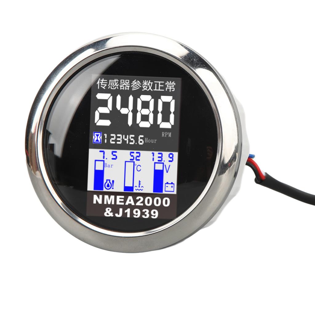 85MM Bootsdrehzahlmesser für NMEA2000 J1939 Protokoll DC9 bis 32V Wassertemperatur Öldruck Spannungsanzeige für Wohnmobil Yacht Auto