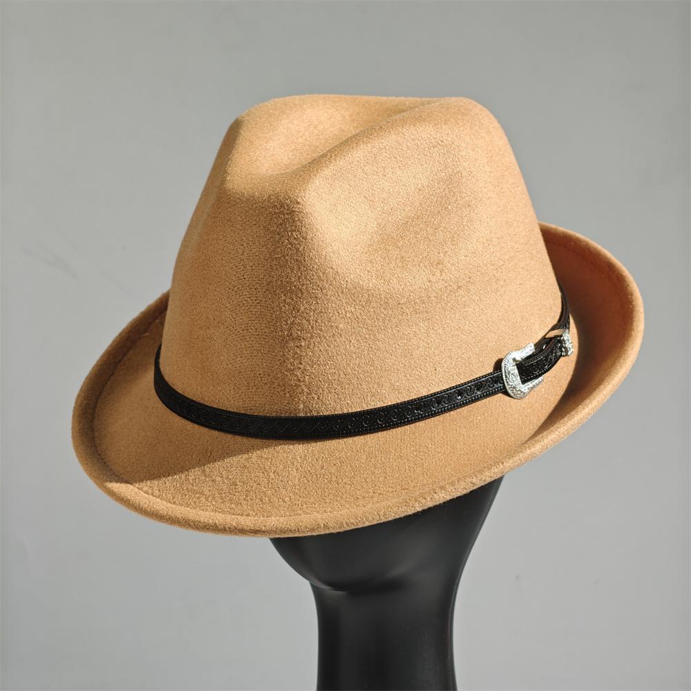 Felt Panama Fedora Hat Short Brim Trilby Flat Hat For Men Women Homburg Church Jazz Hat Adjustable